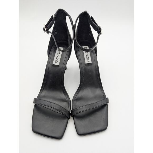 Steve Madden Piked Ankle Strap Stiletto Heel Sandal Women's Black Size US8M EU39 - Picture 10 of 11
